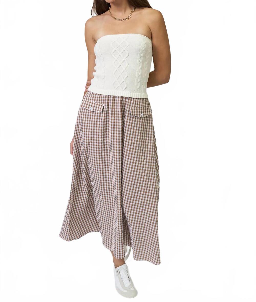 NEW CENTRAL PARK WEST laurel cable gingham twofor dress in brown
